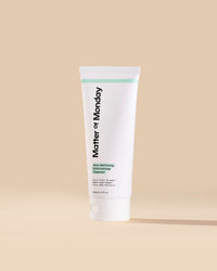 Tube of 'Matter of Monday' cleanser on a beige background