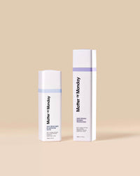 Two skincare bottles from 'Matter of Monday' on a beige background