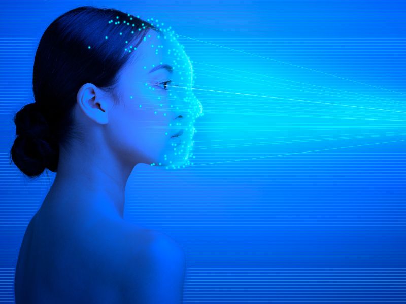 Blue screen effect on skin
