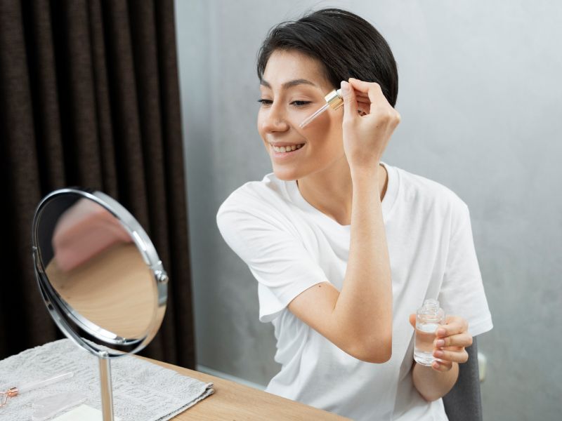 Woman doing skin care
