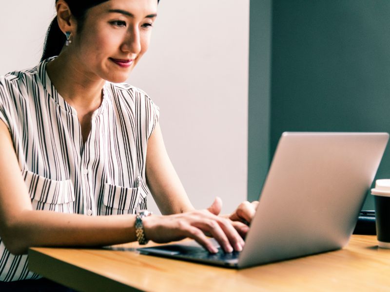 Woman working on a laptop