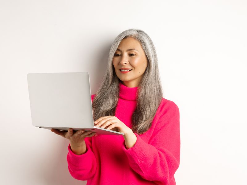 Woman working on a laptop