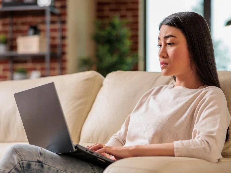 Woman working on laptop