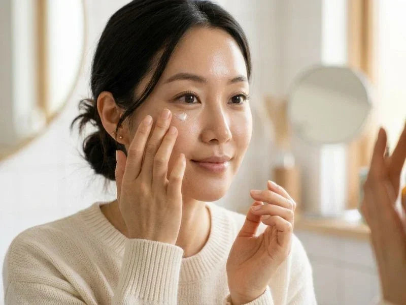 Woman applying eye cream