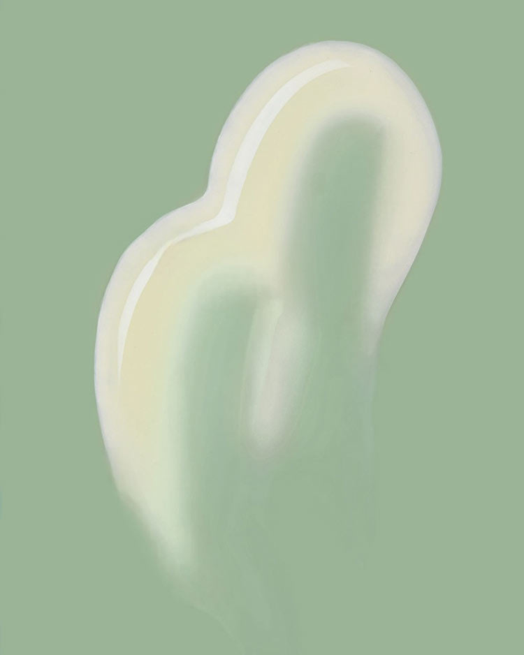 White abstract shape on a green background