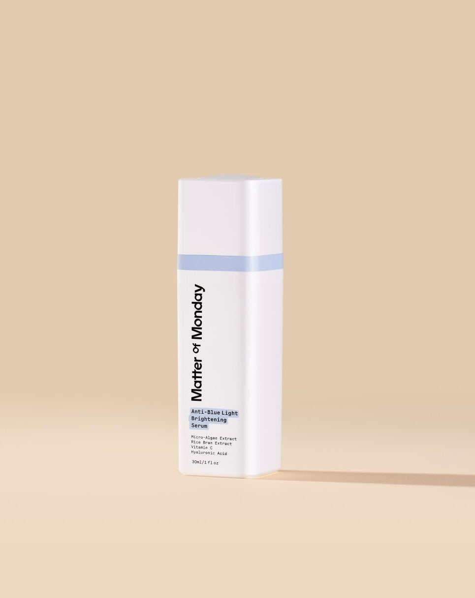 Skincare bottle labeled 'Matter of Monday' on a beige background
