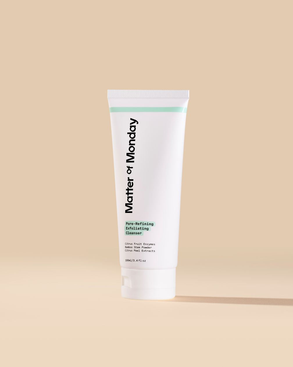 Tube of 'Matter of Monday' cleanser on a beige background